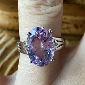 Natural Lavender Amethyst Sterling Silver Cocktail Ring Size 5.75
